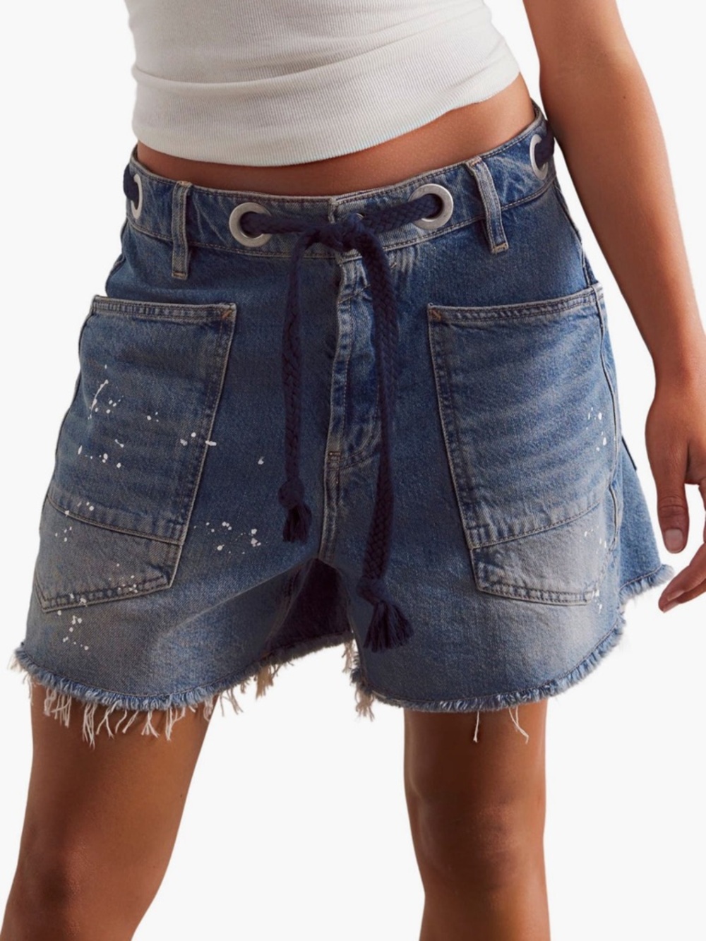 💙Free People We The Free Moxie Barrel Cutoff Denim Shorts • 100% Cotton • NWT